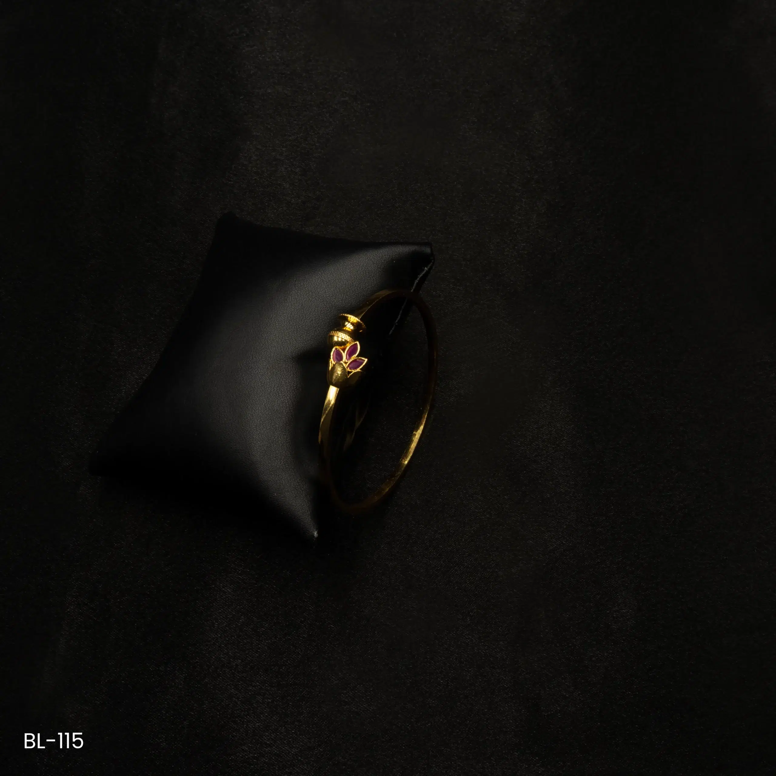 BL-115 - Exquisite Lotus Charm Gold Plated Adjustable Bracelet with Ruby Hues BL-115 - Exquisite Lotus Charm Gold Plated Adjustable Bracelet with Ruby Hues