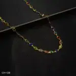 CH-128 - Vibrant Multi Gemstone Gold Plated Chain Necklace