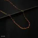 CH-129 - Vibrant Rich Red Stones Gold Plated Chain Necklace