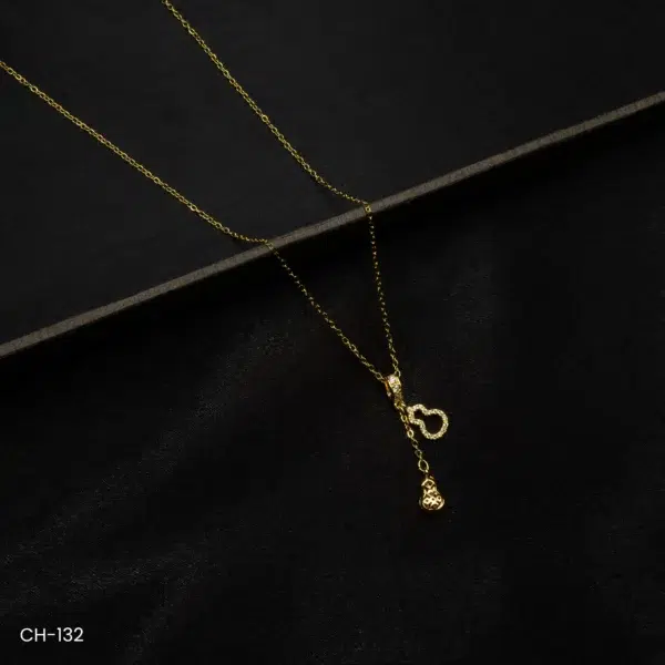 CH-132 – Gold Plated Minimalist Design American Diamond Contemporary Necklace