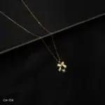 CH-134 – Timeless Charm American Diamond Graceful Bow & Pearl Pendant Necklace