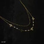 CH-137 – Layered Elegance Stylish Gold Plated Butterfly and Pearl Accents Necklace