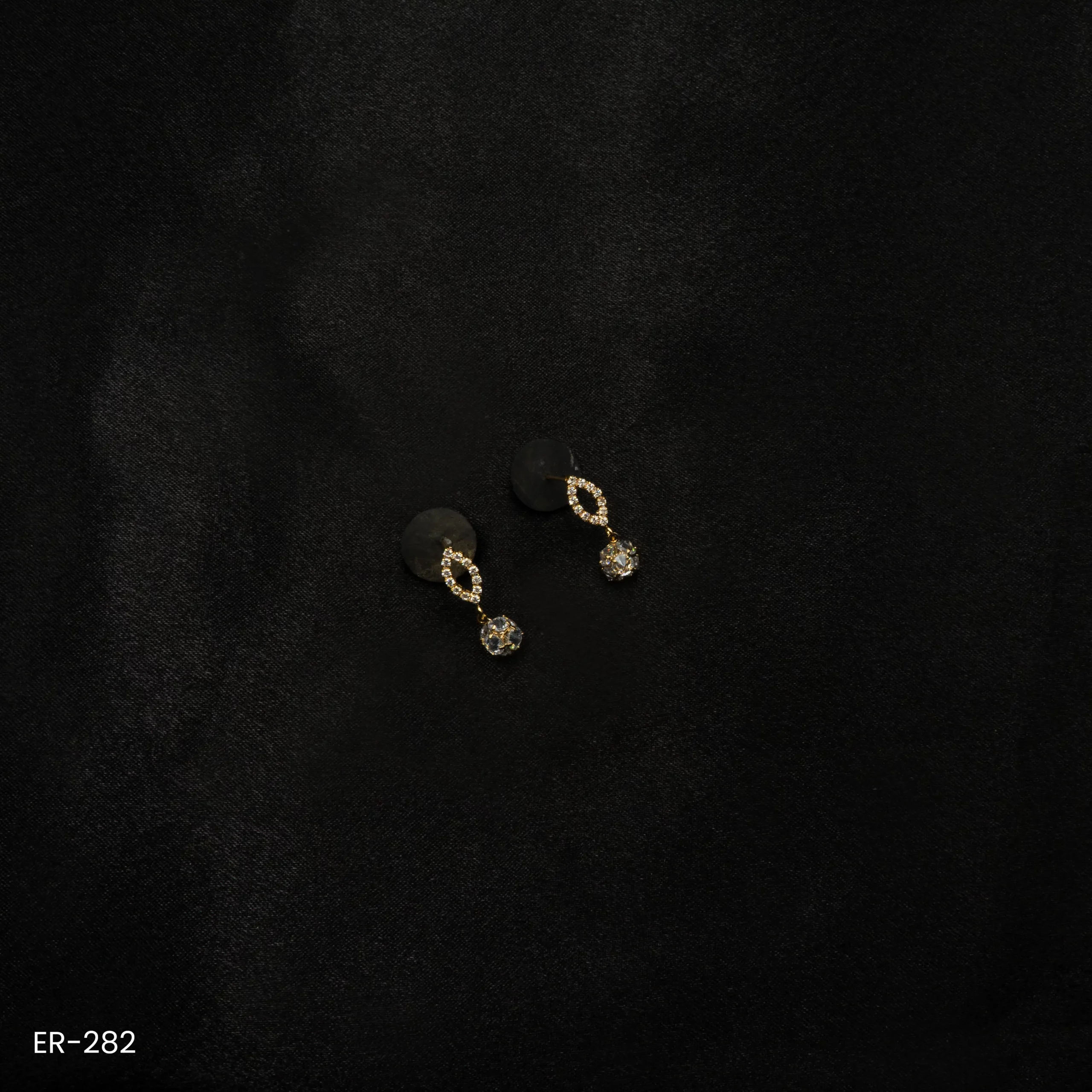 ER-282 - Golden Glimmer American Diamond Balls Minimal Studs ER-282 - Golden Glimmer American Diamond Balls Minimal Studs