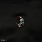 BR-022 - Radiant Pearl and Crystal Leaf Multicolor Saree Pin Fashion Brooch