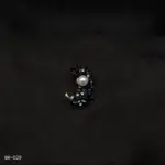 BR-029 - Radiant Pearl and Crystal Leaf Blue Saree Pin Fashion Brooch