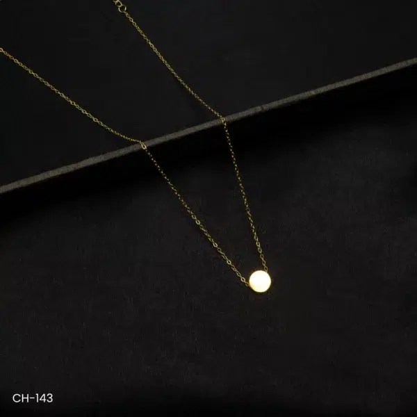 CH-143 - Minimalist Shine Elegant Round Gold Plated Pendant Chain Necklace