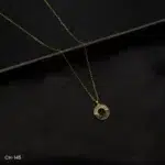 CH-145 - Artistic Radiance Decorative Gold Plated Round American Diamond Pendant Necklace