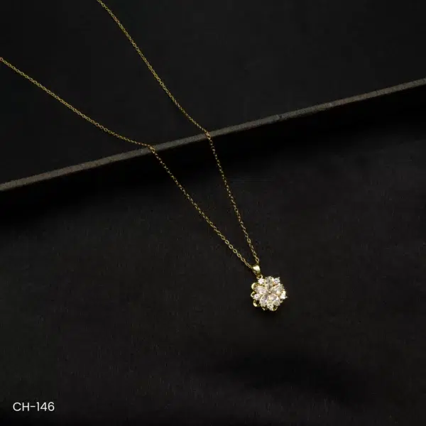 CH-146 - Blooming Radiance Exquisite Floral American Diamond Rotating Pendant Necklace