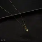 CH-147 - Gilded Leaf Elegance Stylish Gold Plated Necklace with Glimmering American Diamonds