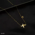 CH-151 - Pulse of Affection Elegant Gold Plated Necklace Featuring Heartbeat Design