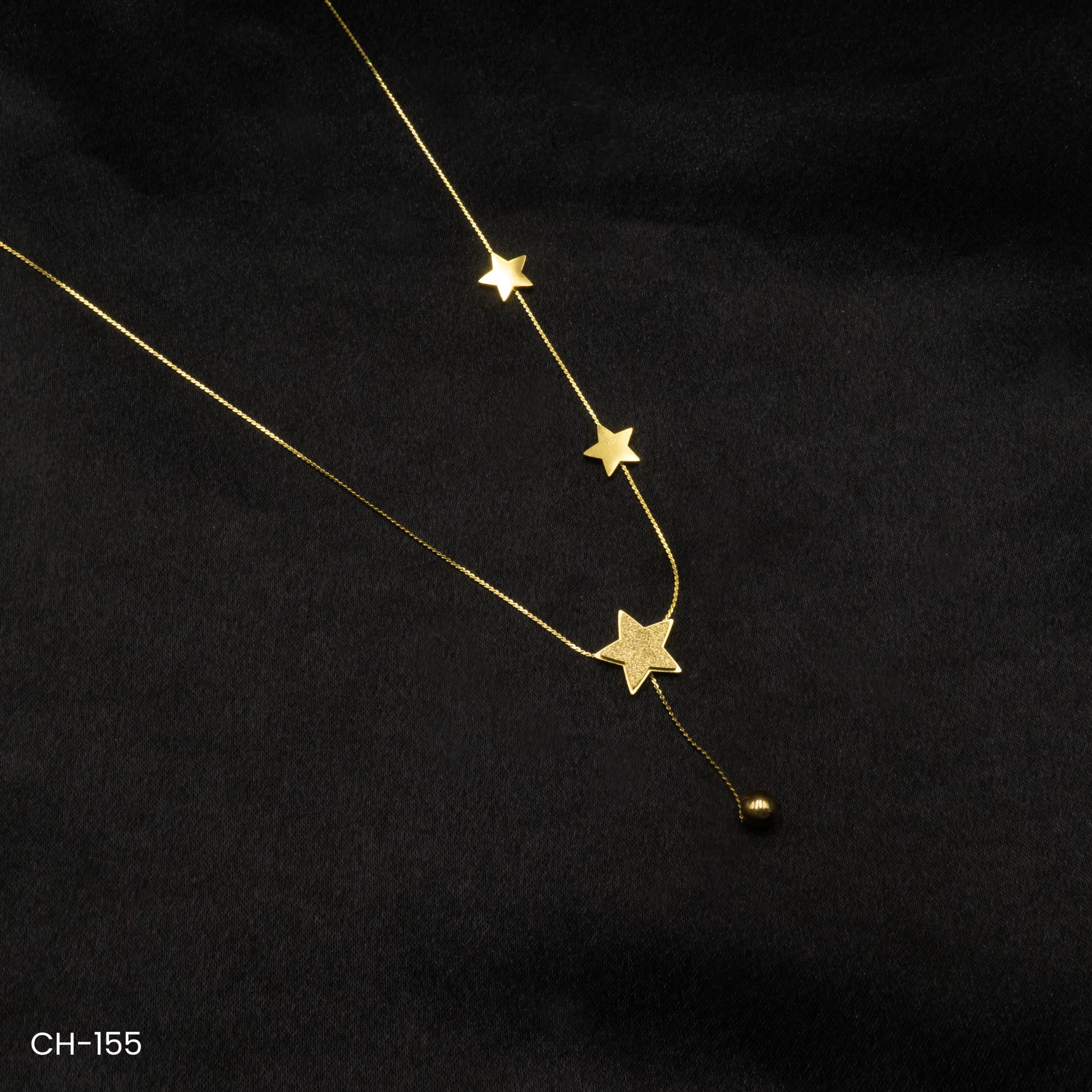 CH-155 - Starlight Elegance Stunning Gold Plated Necklace with Hanging Star Details CH-155 - Starlight Elegance Stunning Gold Plated Necklace with Hanging Star Details