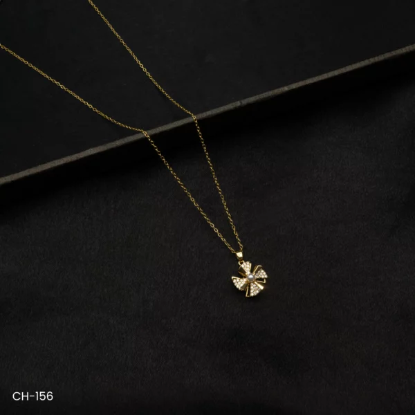 CH-156 - Flower Power Gorgeous Gold Plated Necklace with Sparkling American Diamond Detail