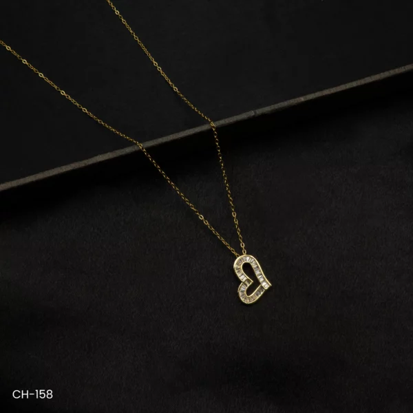 CH-158 - Delicate Affection Gold Plated Necklace Featuring Intricate American Diamonds