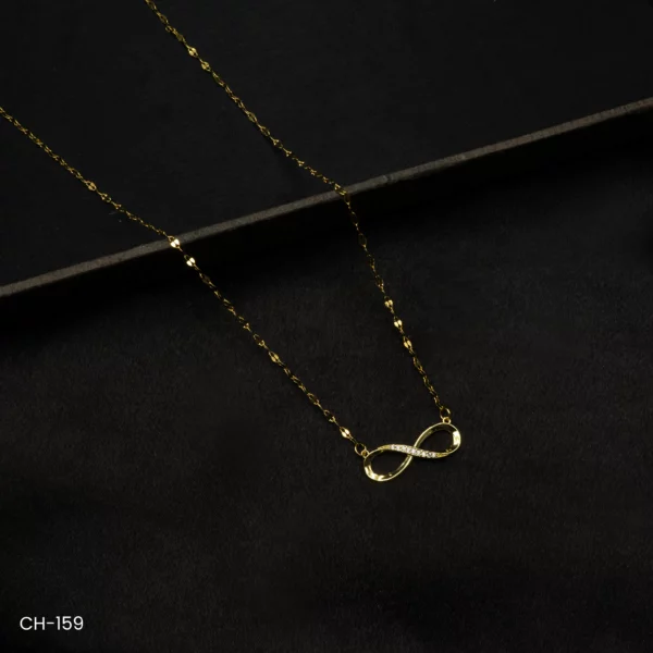 CH-159 - Infinite Glamour Elegant Gold Plated Infinity Necklace with Sparkling American Diamonds