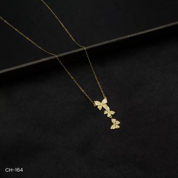 CH-164 - Dazzling Butterfly Motif Necklace with Sparkling American Diamonds