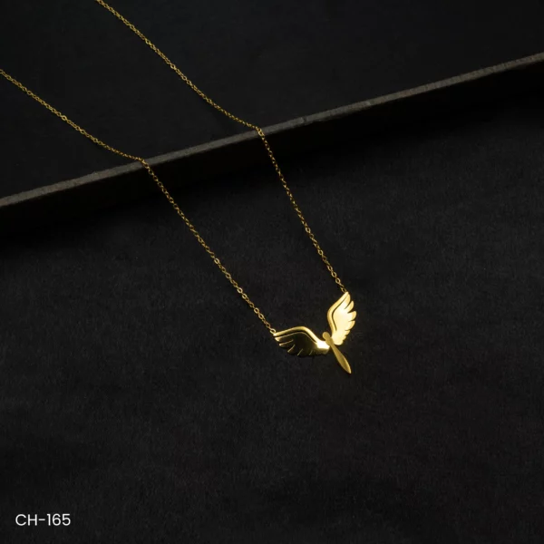 CH-165 - Gold Plated Wing Necklace for Chic Look