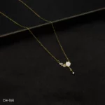 CH-166 - Gold Plated Floral Pendant Necklace with Sparkling American Diamond Accents