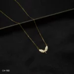 CH-168 - Dazzling Gold Plated American Diamond Necklace Featuring an Artistic Wing Design