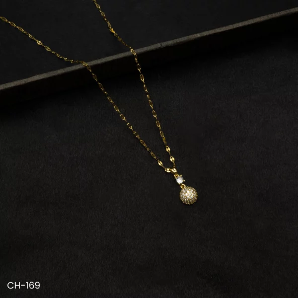 CH-169 - Sparkling American Diamond Ball Pendant Necklace