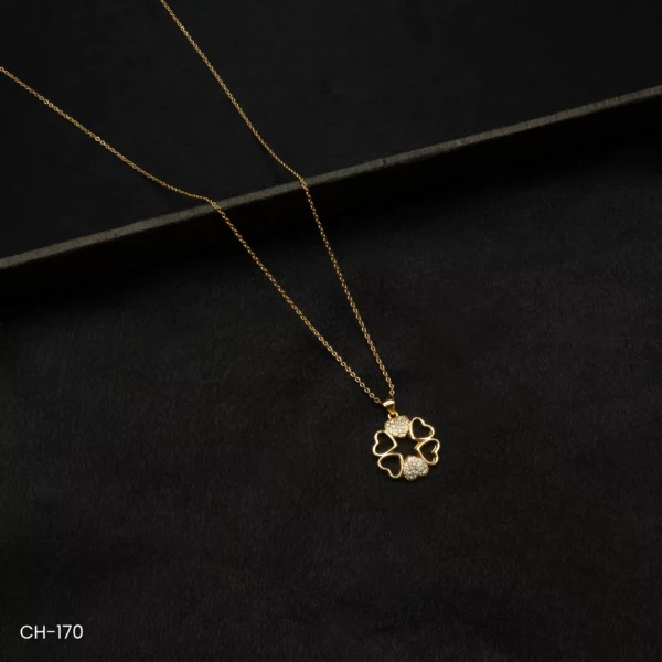 CH-170 - Stylish Four-Heart American Diamond Pendant Necklace