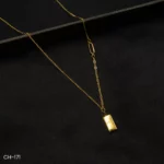 CH-171 - Sleek Sophistication Gold Inscribed Elegant Bar Pendant Necklace