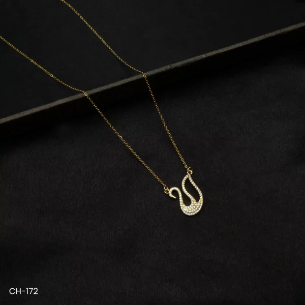 CH-172 - Swan Serenade Stunning American Diamond Stone-Studded Necklace