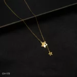 CH-173 - Twinkle Twinkle Gorgeous Gold Plated Dangle Star Necklace