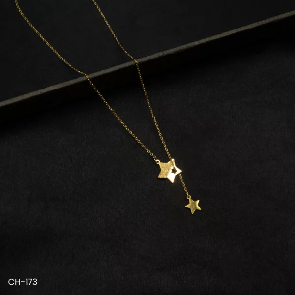 CH-173 - Twinkle Twinkle Gorgeous Gold Plated Dangle Star Necklace