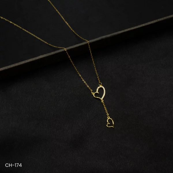 CH-174 - Forever Linked Interlocking Heart American Diamond Pendant Necklace