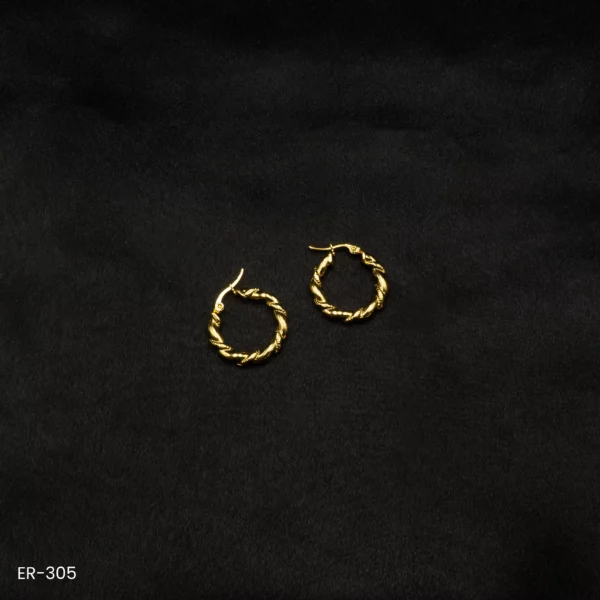ER-305 - Bold & Beautiful Trendy Twisted Gold Plated Hoops for Every Occasion
