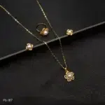 PS-167 - Classic American Diamond Floral Design Pearl Pendant Earring & Ring Set