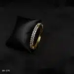 BA-079 - Sophisticated Gold Plated American Diamond Bangle with Artistic Leaf Motif