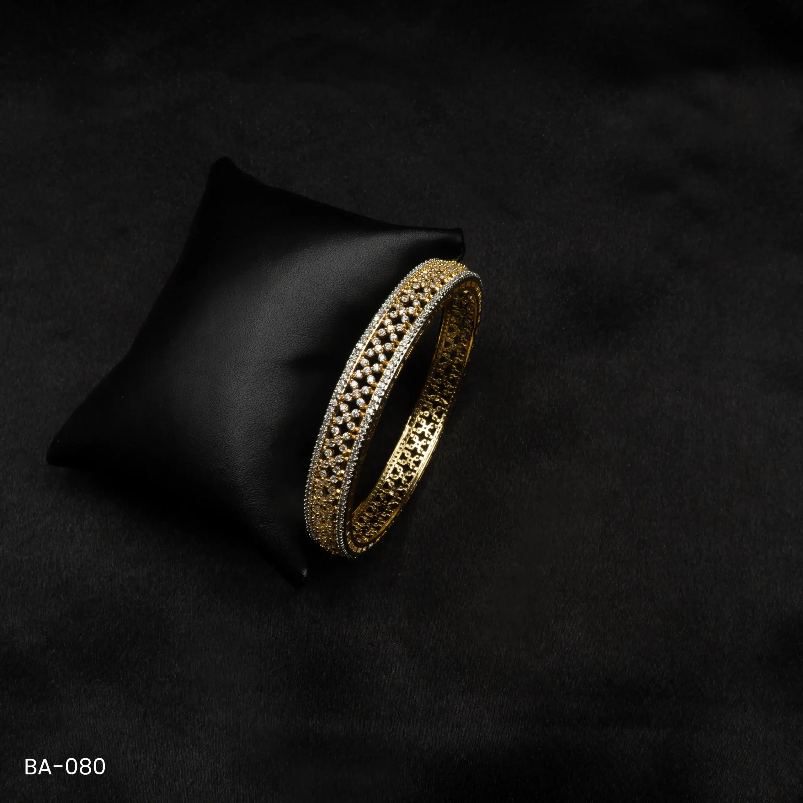 BA-080 - Gold Plated Bangle with Intricate American Diamond Pattern BA-080 - Gold Plated Bangle with Intricate American Diamond Pattern
