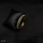 BA-081 - Dual Crystal Leaf Design American Diamond Gold Plated Bangle