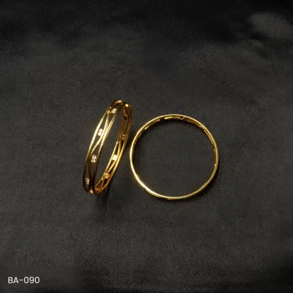 BA-090- Gold Plated American Diamond 2Pcs Set Bangles