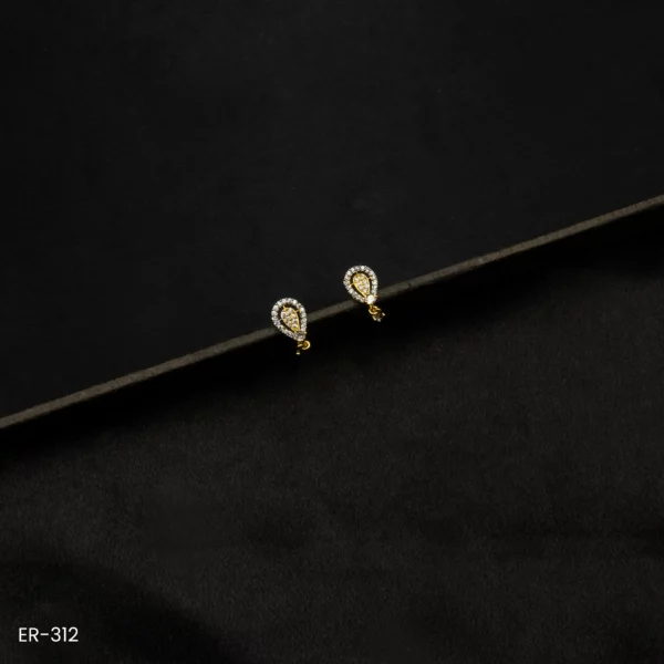 ER-312 - Timeless Elegance Teardrop Gold Plated American Diamond Stud Earrings