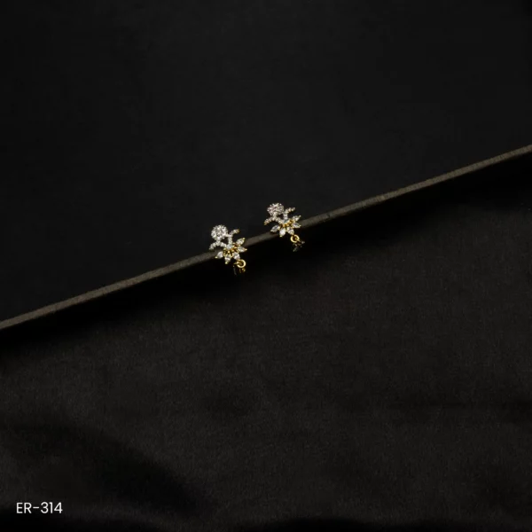 ER-314 - Graceful & Stylish Floral Inspired Gold Plated American Diamond Earrings