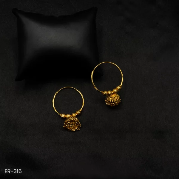 ER-316 - Ethnic Charm Traditional Gold Plated Jhumka Hoop Earrings