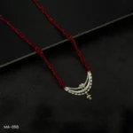MA-058 - Gold Plated American Diamond Long Red Hydropotey Mangalsutra