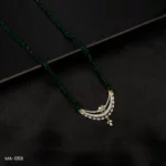 MA-059 - Gold Plated American Diamond Long Green Hydropotey Mangalsutra