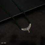 MA-061 - Gold Plated American Diamond Long Green Hydropotey Mangalsutra