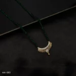 MA-063 - Gold Plated American Diamond Long Green Hydropotey Mangalsutra