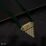 MA-070 - Gold Plated Statement American Diamond Long Green Hydropotey Mangalsutra