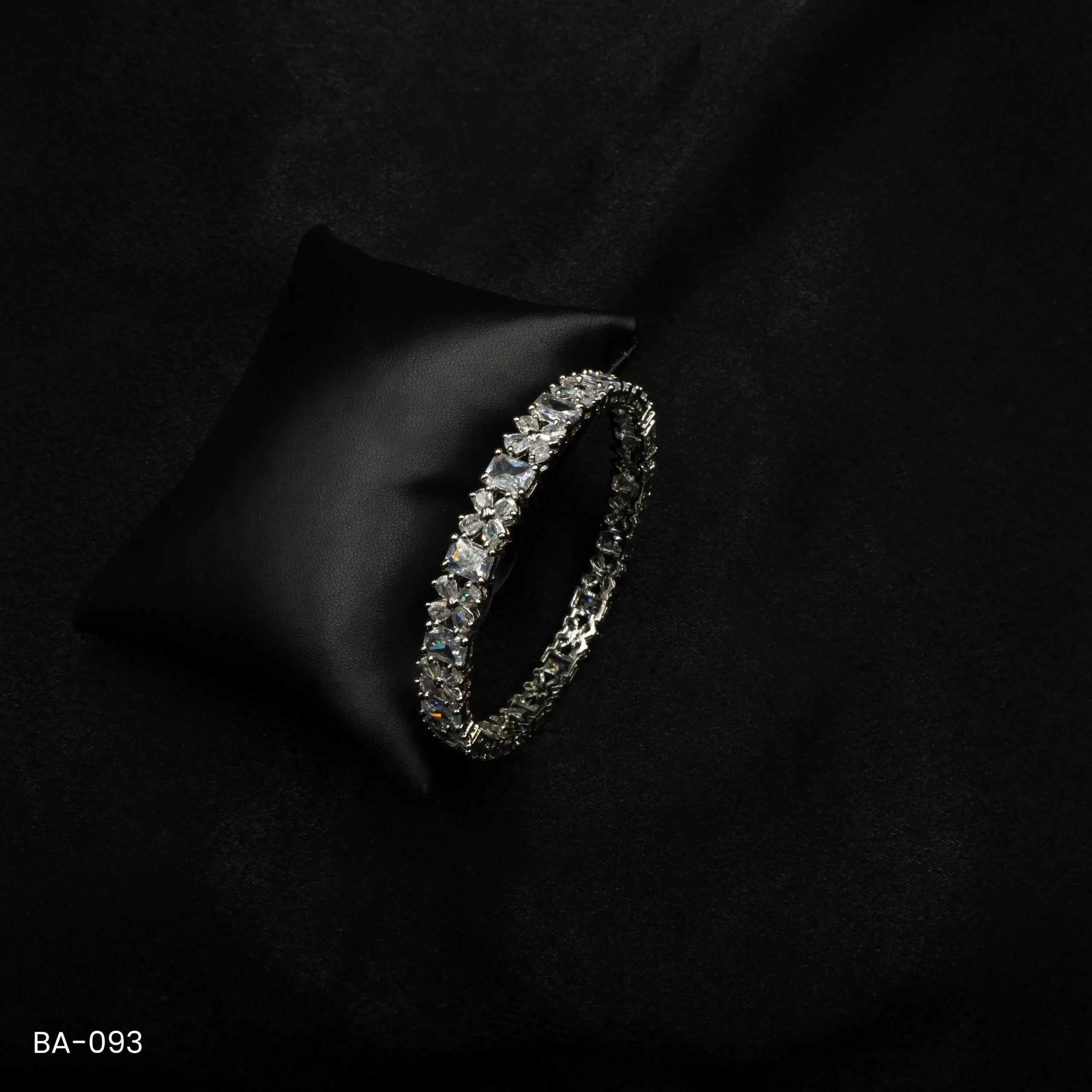 BA-093 - Shimmering White Gold Plated Bracelet with Modern American Diamond Design BA-093 - Shimmering White Gold Plated Bracelet with Modern American Diamond Design