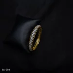 BA-094 - Golden Lattice Bangle with Intricate American Diamond Work