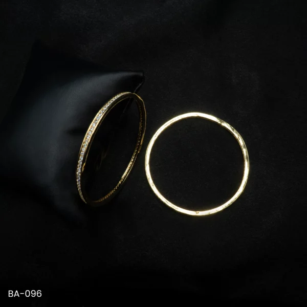 BA-096 - Minimalist Elegance Sleek Gold-Plated American Diamond 2 Pcs Set Bangles
