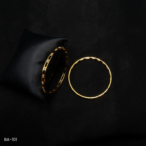 BA-101 - Subtle Elegance Gold Plated American Diamond 2 Pcs Set Bangles