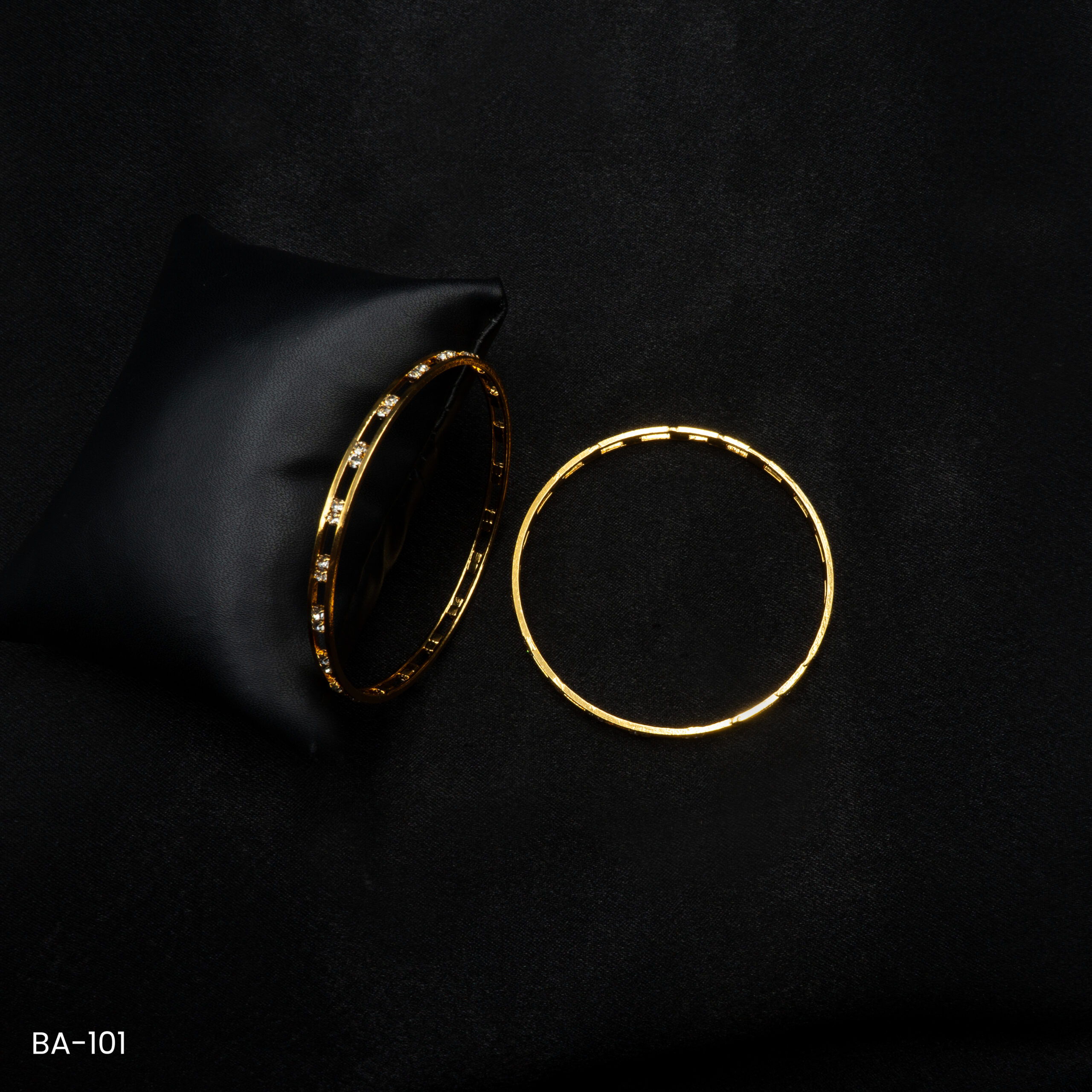 BA-101 - Subtle Elegance Gold Plated American Diamond 2 Pcs Set Bangles BA-101 - Subtle Elegance Gold Plated American Diamond 2 Pcs Set Bangles