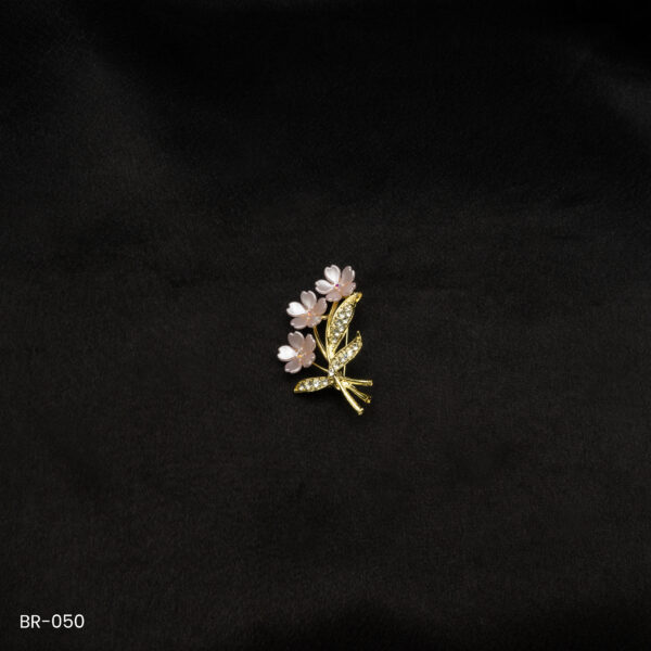 BR-050 - Blush Bloom Delicate Floral Fashion Brooch with Zircon Accents