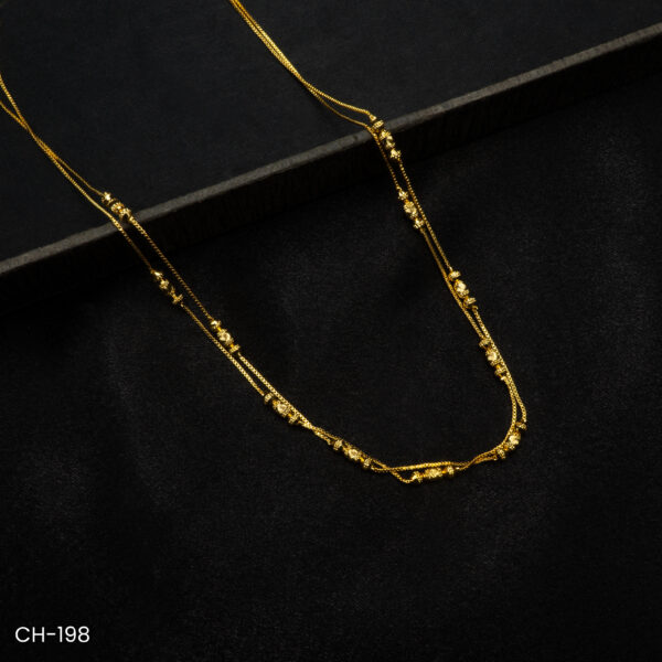 CH-198 - Trendy Multi-Strand Gold Plated Layered Chain Necklace